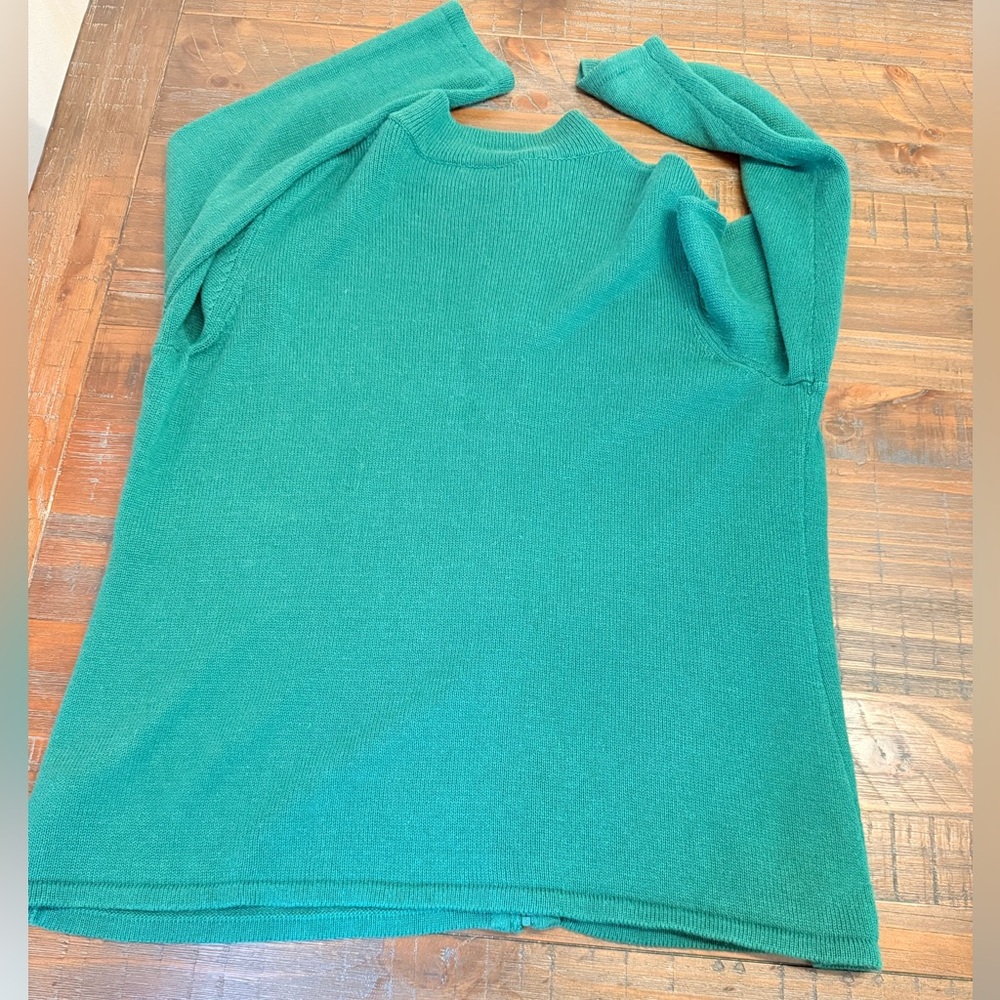 Coldwater Creek Holiday Zip Cardigan Sweater Women’s 1X Green Ornaments - Picture 6 of 9